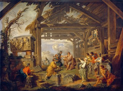 La Sibila de Cumas profetizando el nacimiento de Cristo. Pintura de Giovanni Paolo Panini (Pannini) (1691-1765), óleo sobre lienzo de Giovanni Paolo Pannini