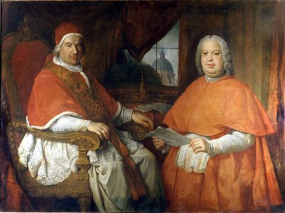 Retratos del Papa Benedicto XIV (1675 - 1758) y el Cardenal Silvio Valenti Gonzaga. Pintura de Giovanni Paolo Pannini (Panini). Siglo XVIII. Museo Nazionale Romano, Roma de Giovanni Paolo Pannini