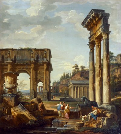 Paisaje romano con el Arco de Constantino de Giovanni Paolo Pannini
