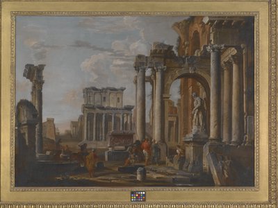Ruinas con el templo de Antonino y Faustina (óleo sobre lienzo) de Giovanni Paolo Pannini