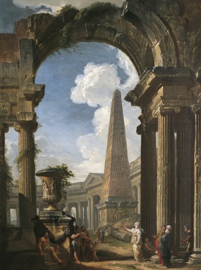 Ruinas de un templo con una sibila, c.1719 (óleo sobre lienzo) de Giovanni Paolo Pannini