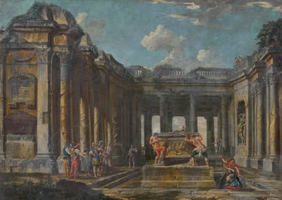 Escena en ruinas romanas, c.1740 de Giovanni Paolo Pannini