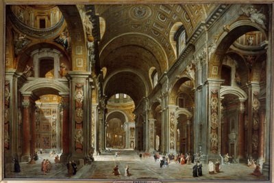 El prelado, diplomático y poeta Melchior de Polignac visitando la Basílica de San Pedro de Roma de Giovanni Paolo Pannini