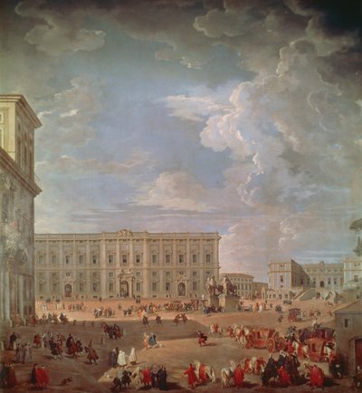 Vista del Quirinal y Piazza di Monte Cavallo de Giovanni Paolo Pannini