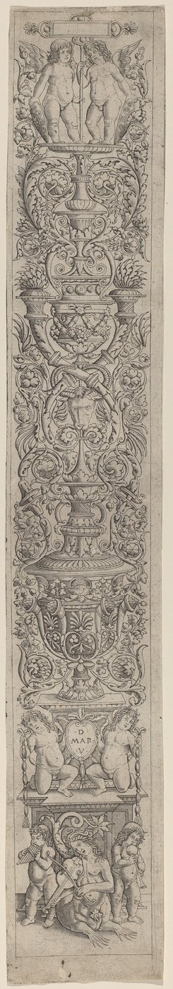 Panel de ornamento: Nereida y dos niños tocando instrumentos musicales de Giovanni Pietro Birago and Zoan Andrea