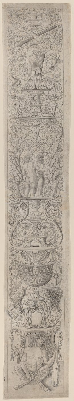 Panel de ornamento: Sátiro sosteniendo un violín de Giovanni Pietro Birago and Zoan Andrea