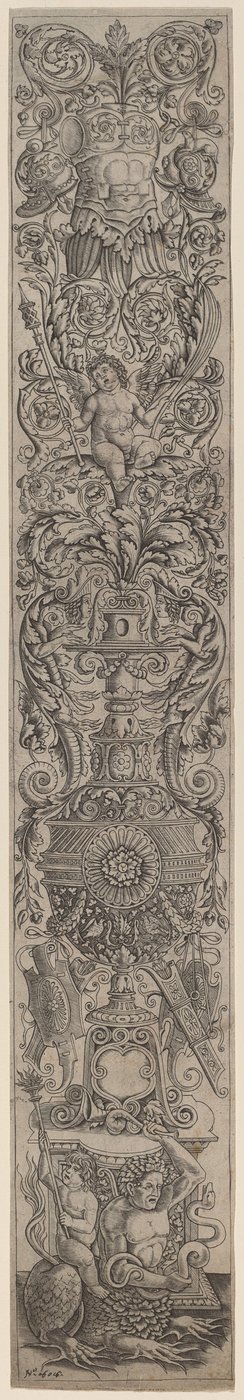 Panel ornamental: Tritón montado por un niño de Giovanni Pietro Birago and Zoan Andrea
