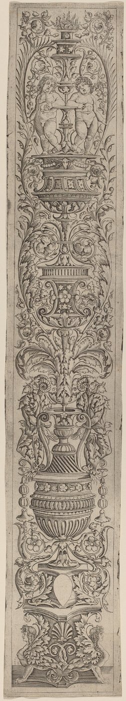 Panel de Ornamento: Dos Esfinges y Dos Niños Sosteniendo Palmas de Giovanni Pietro Birago and Zoan Andrea