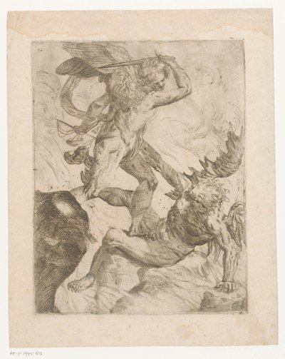 Arcángel Miguel luchando contra el diablo de Giovanni Pietro Possenti