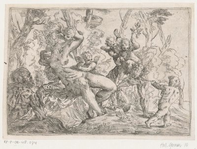 Un sátiro capturado por putti y Venus de Giovanni Pietro Possenti