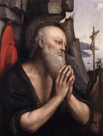 San Jerónimo penitente (óleo sobre tabla) de Giovanni Pietro Rizzoli Giampietrino