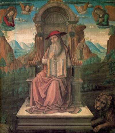 San Jerónimo Entronizado, ca 1475 de Giovanni Santi
