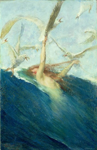 Una sirena acosada por gaviotas de Giovanni Segantini