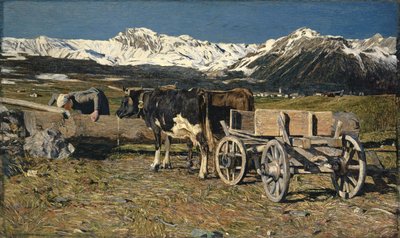 En el abrevadero (vacas en el yugo) de Giovanni Segantini