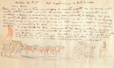 Boceto para la procesión de la Fiesta de Calven Coira, por Giovanni Segantini (1858-1899) de Giovanni Segantini