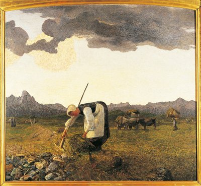 Suiza, Saint Moritz, La cosecha de heno de Giovanni Segantini