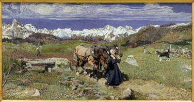 Las montañas de los Alpes en primavera de Giovanni Segantini