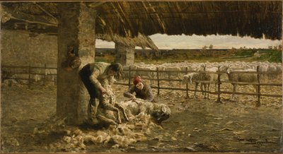 La esquila de ovejas, 1883-1884 de Giovanni Segantini