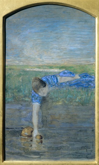 Mujeres en el río, por Giovanni Segantini (1858-1899) de Giovanni Segantini