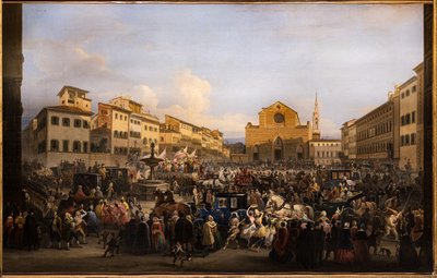 Berlingaccio en la Plaza de la Santa Cruz de Florencia de Giovanni Signorini
