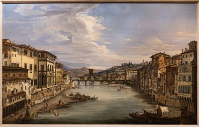 Vista del Arno desde el Ponte Vecchio hacia el puente Alle Grazie de Giovanni Signorini