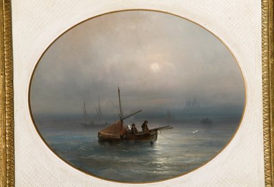 Puerto deportivo con barcos (óleo sobre cartón) de Giovanni Susani