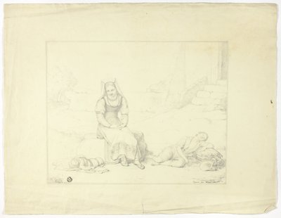 Campesina romana y niños durmiendo de Giovanni Tognolli