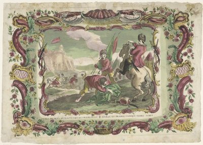 Soldaten en een strijd voor een fort Presionando la espalda del caballo espumante, el comandante ordena los premios de la batalla / para actuar y traer el botín de todos lados (título sobre objeto) de Giovanni Volpato (possibly)