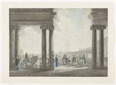 Vista de los jardines de la Villa Medici en Roma (título sobre objeto) Vistas de Roma y sus alrededores (título de la serie) de Giovanni Volpato