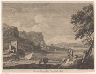 Rivierlandschap La ola tranquila i Naviganti tienta (título sobre el objeto) de Giovanni Volpato