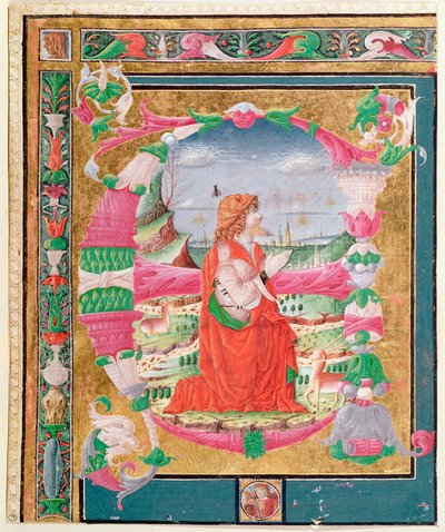 Letra inicial historiada E con una figura arrodillada del Rey David, 1482-83 de Giovanni and Cicognara, Antonio Gadio