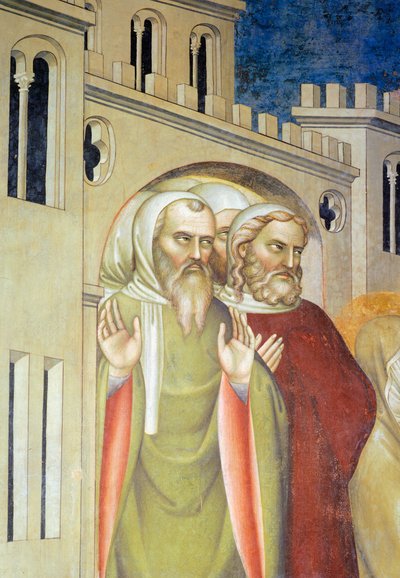 Figuras de hombres, detalle de Resurrección de Lázaro de Giovanni da Milano