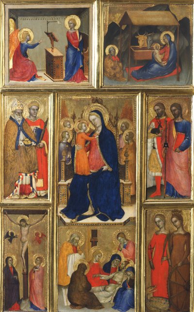 Políptico: Virgen María con el Niño y Santos de Giovanni da Milano