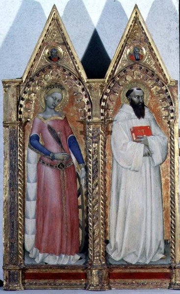 Santa Catalina de Alejandría y San Bernardo, (detalle) de un políptico de Giovanni da Milano