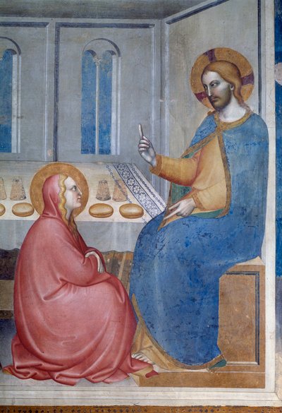 La vida de la Virgen: Cristo en la casa de Marta y María (detalle) de Giovanni da Milano