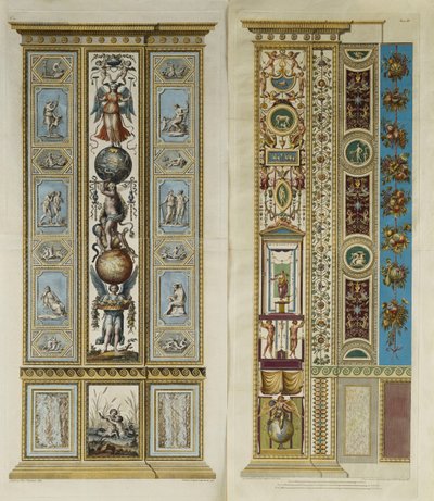 Decoraciones arabescas en la Logia del Vaticano (grabado en color) de Giovanni da Udine (after)