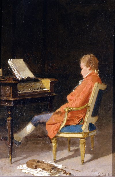 Retrato de Wolfgang Amadeus Mozart al piano de Giovanni del Re