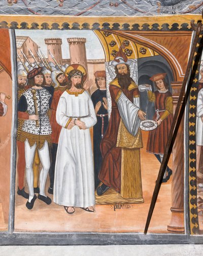 Historias de la Pasión de Cristo: Pilatos condena a Jesús y se lava las manos de Giovanni di Cherasco Botoneri