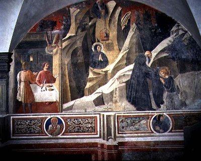 San Benito Recibiendo Pan y una Capa del Ermitaño Romano (detalle) de Giovanni di Consalvo (attr. to)