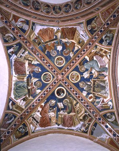 Los doctores en el templo, los evangelistas y ocho profetas, de la bóveda de la capilla de Giovanni di Corraduccio