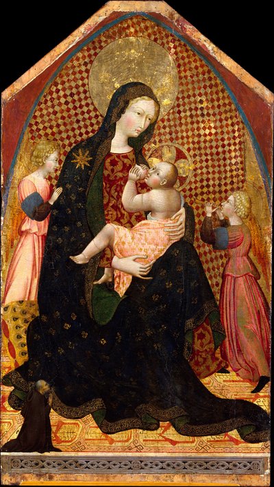 Madonna y niño con dos ángeles y un donante, ca. 1445 de Giovanni di Paolo