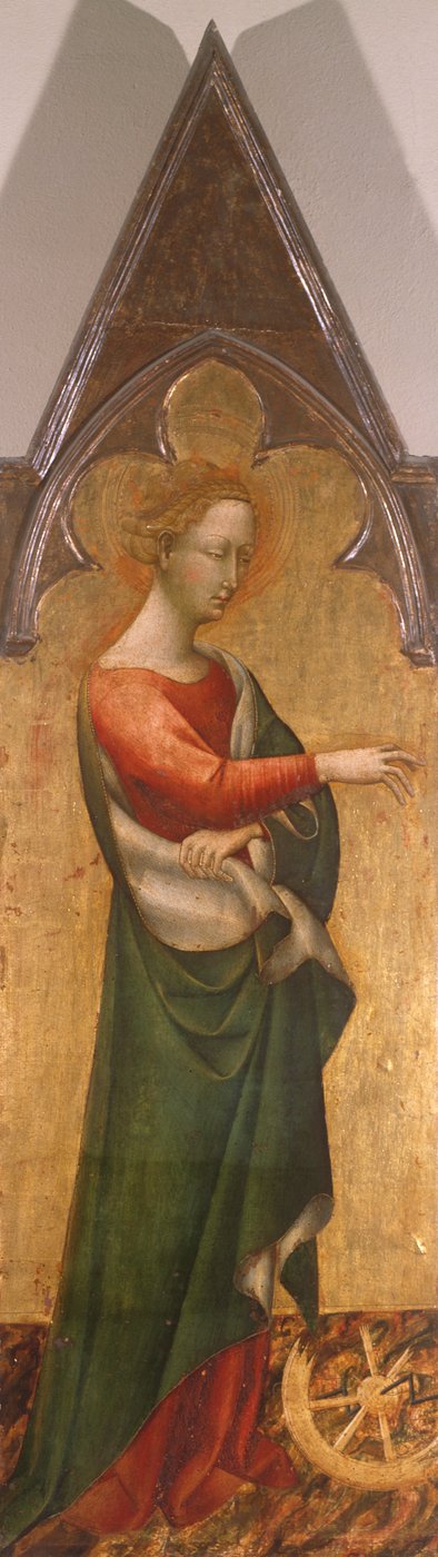 Políptico con Santa Catalina de Alessandria de Giovanni di Paolo (hacia 1403-1482), detalle de Giovanni di Paolo