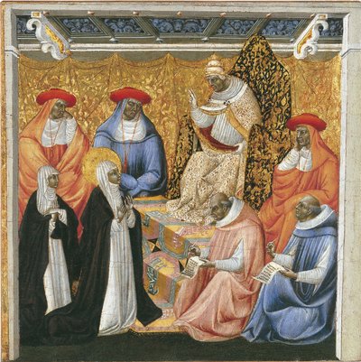 Santa Catalina de Siena ante el Papa en Aviñón de Giovanni di Paolo
