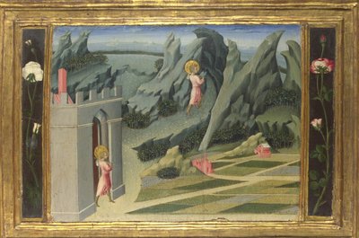 San Juan Bautista retirándose al desierto Predella Panel, 1454 de Giovanni di Paolo