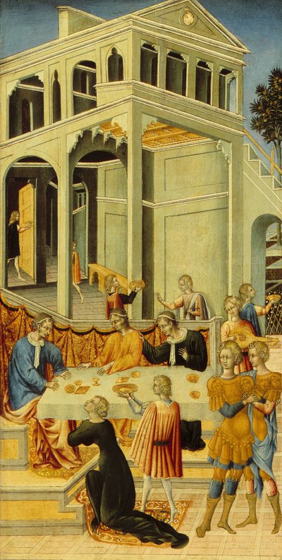 Salomé pidiendo a Herodes la cabeza de San Juan Bautista, 1455-1460 de Giovanni di Paolo