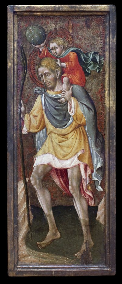 San Cristóbal llevando a Jesucristo sobre sus hombros. Pintura de Giovanni Di Paolo Di Grazia de Giovanni di Paolo di Grazia