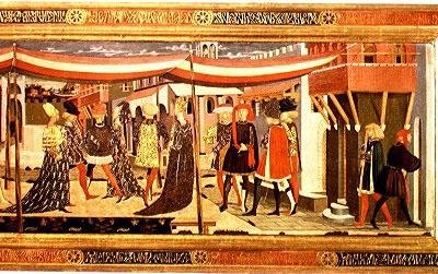Frontal del Cassone Adimari, detalle de la sección derecha, c.1450 (detalle) de Giovanni di Ser Giovanni Scheggia