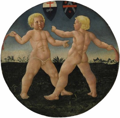 Desco da parto: Dos niños jugando de Giovanni Di Ser Giovanni Guidi