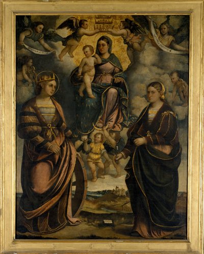 Madonna y el Niño entre los santos Catalina y Apolonia de Girolamo Dal Toso