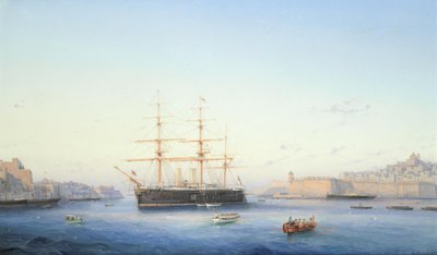 HMS Alexandra en el Gran Puerto de Malta de Girolamo Gianni